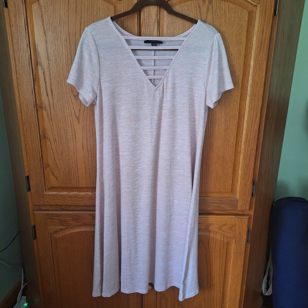 Lane Bryant  Short Sleeve Asymmetrical Midi Dress Light Pink Size 10/12